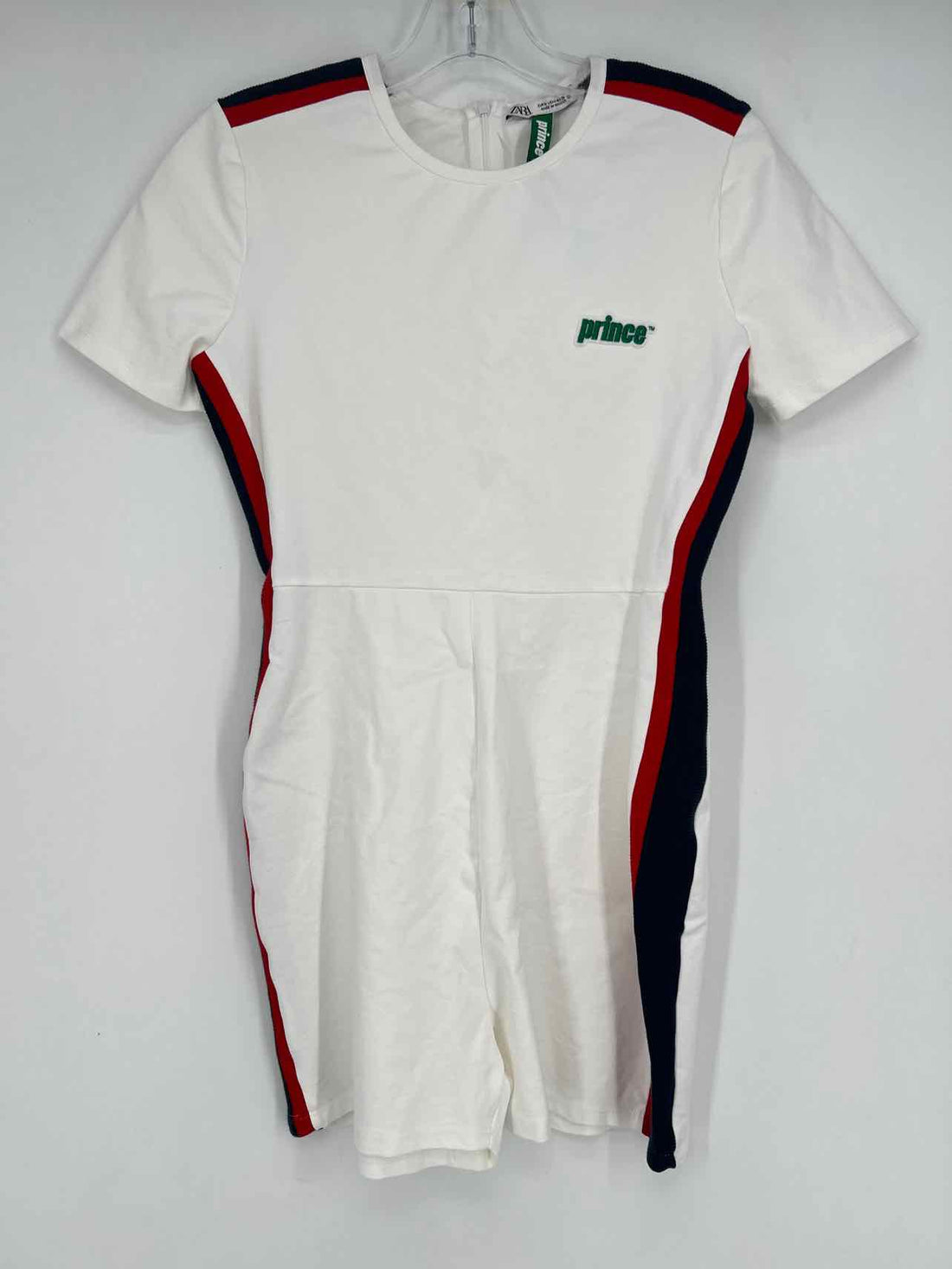 Zara Size M White Red & Navy Striped Rompers