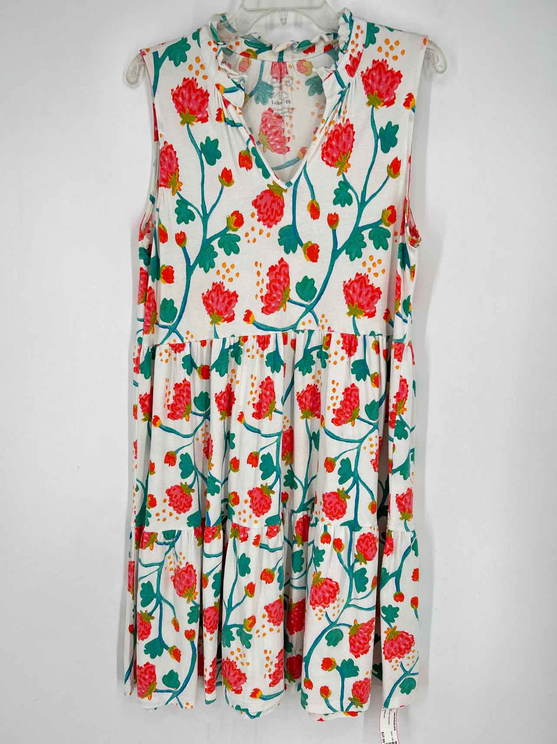 Duffield Lane Size L White Floral Sleeveless Dress