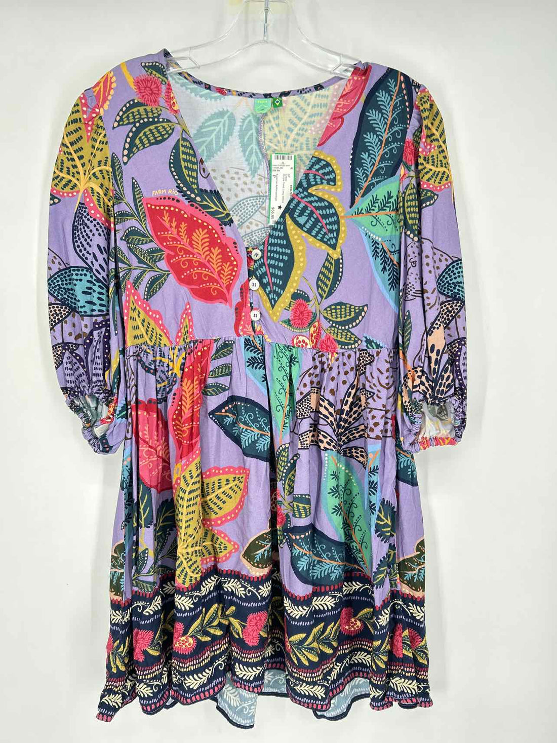 Farm for Anthropologie Size P Purple Floral Long Sleeve Dress