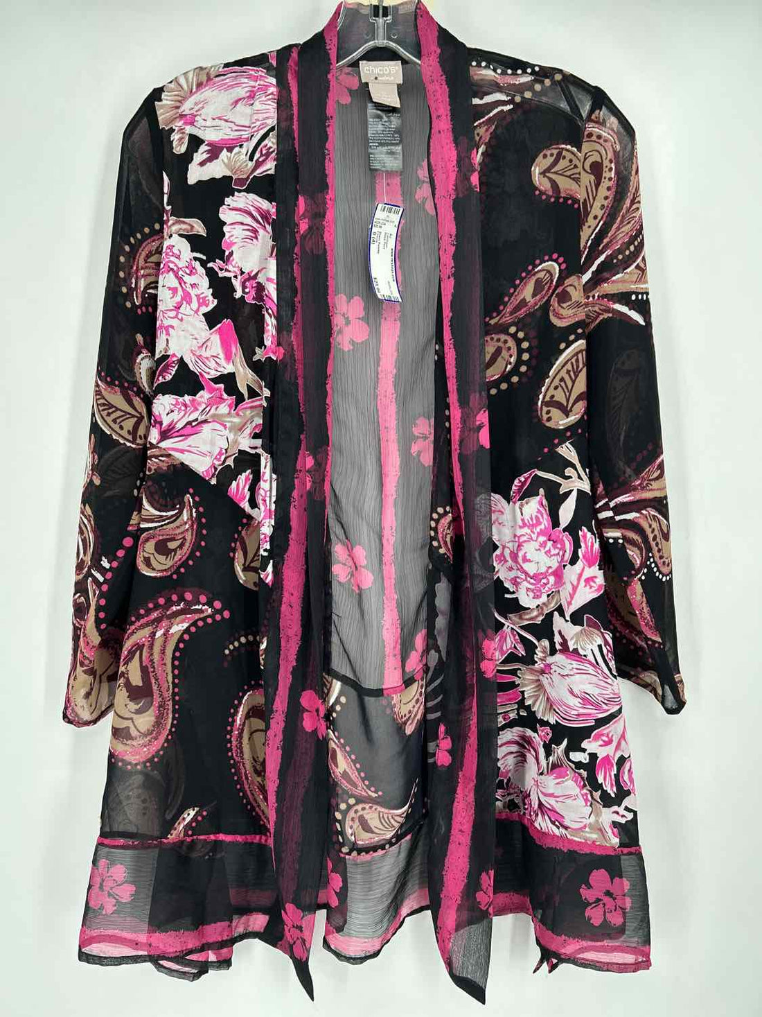 Chicos Size 0 (4) Black Print Cardigan