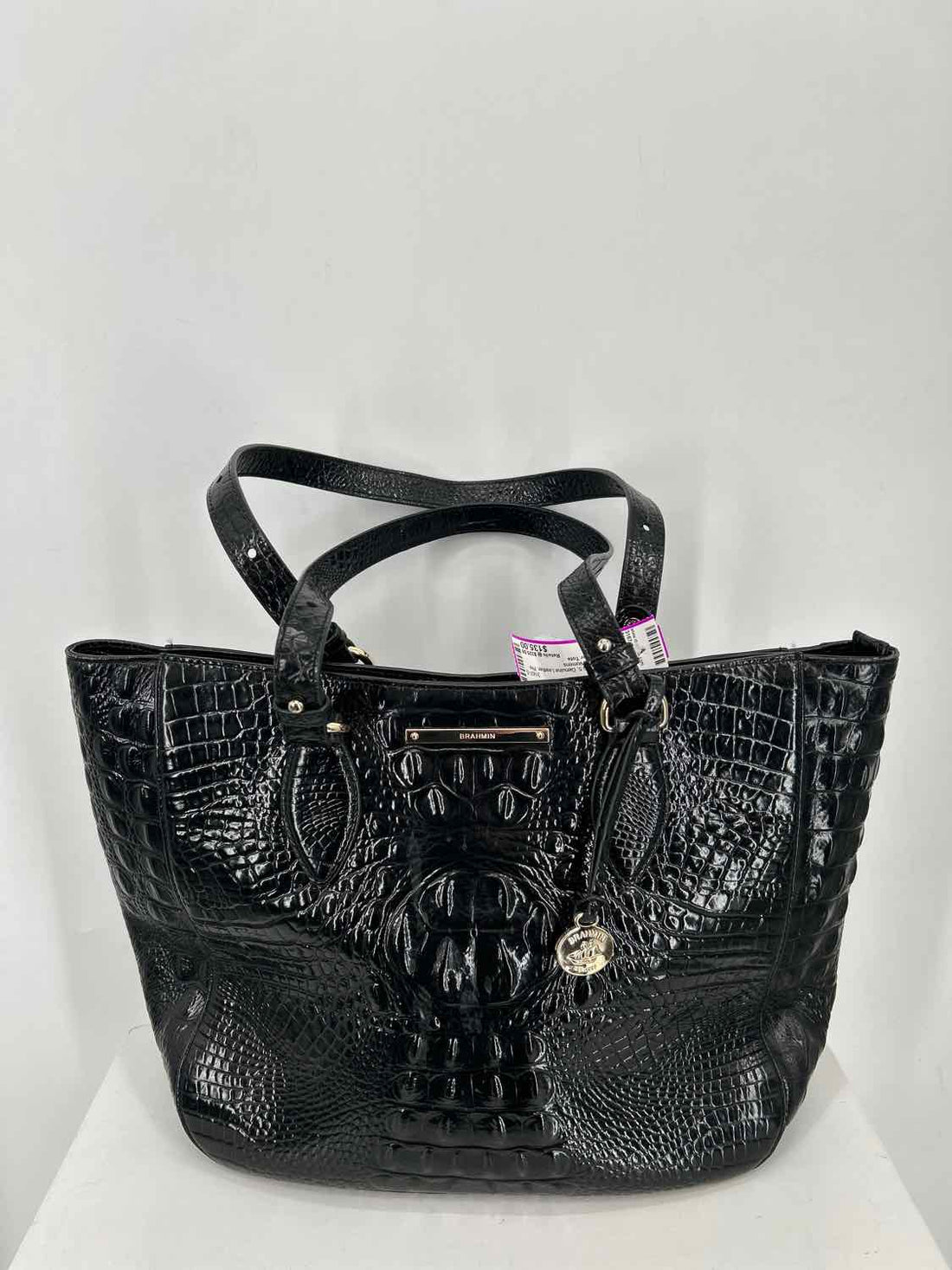 Brahmin Black Genuine Leather Pre Owned Tote