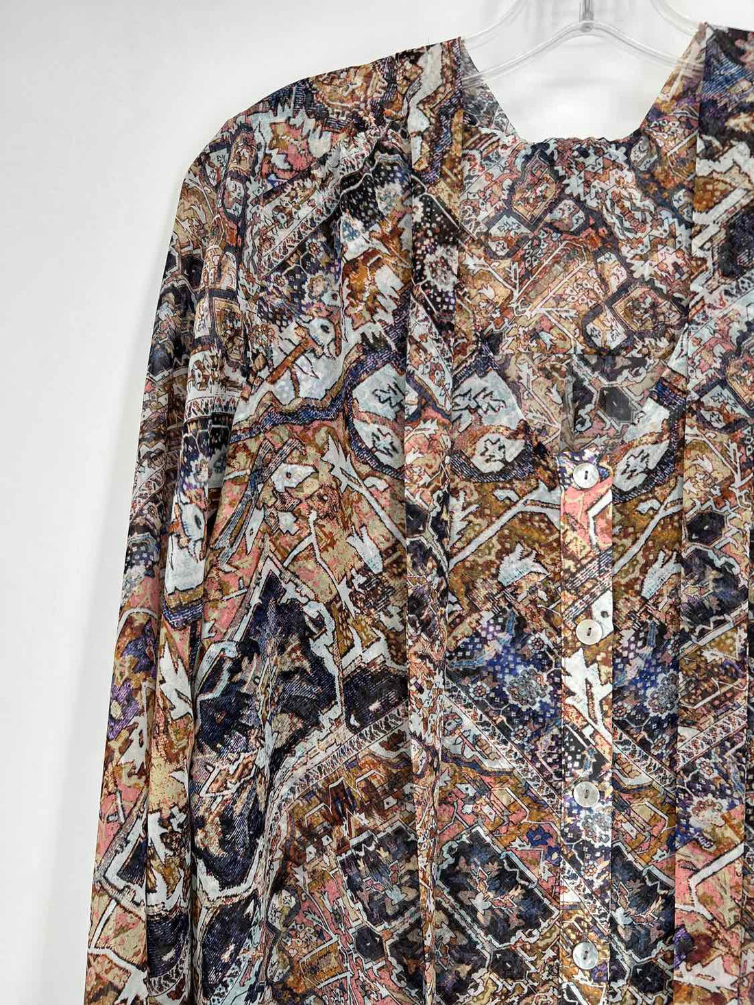 Show Me Your Mumu Size XS Blue & Beige Print Long Sleeve