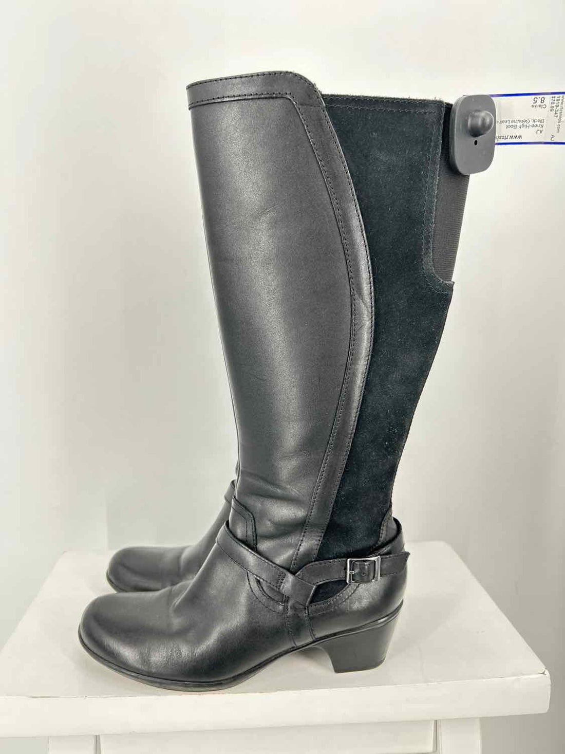 Clarks Women Size 8.5 Black Genuine Leather Knee-High Boot