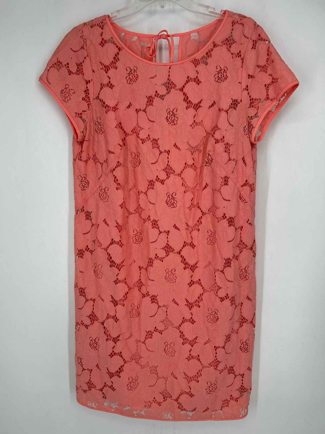 Loft Size 14 Peach Lace Short Sleeve Dress