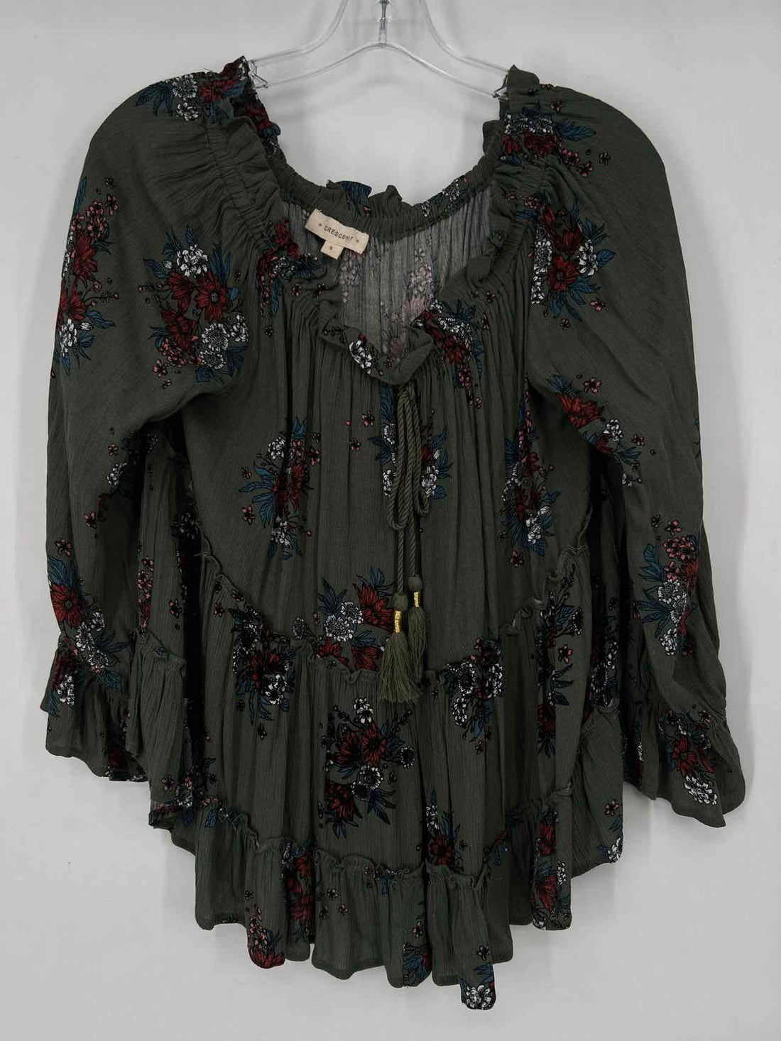 Crescent Size S Olive Floral Long Sleeve