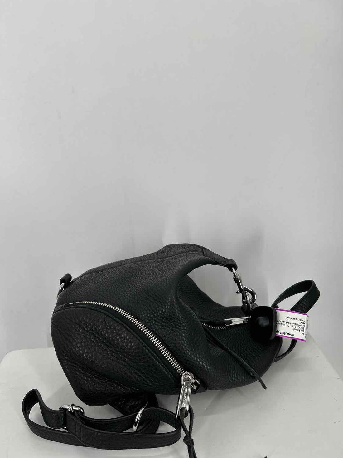 Rebecca Minkoff Black Pebbled Leather Convertible Backpack