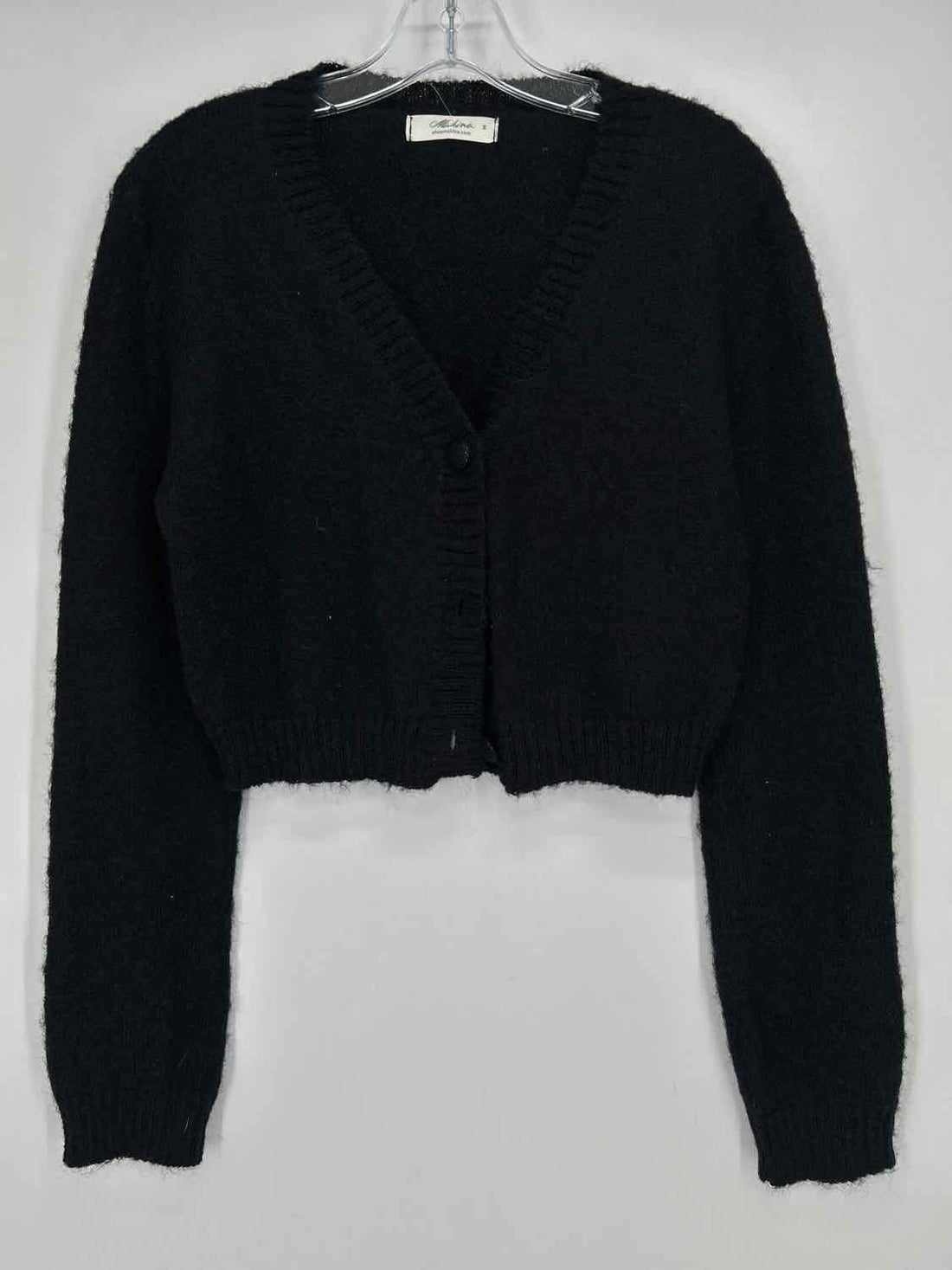 Mahina Size M Black Mohair Blend Cardigan