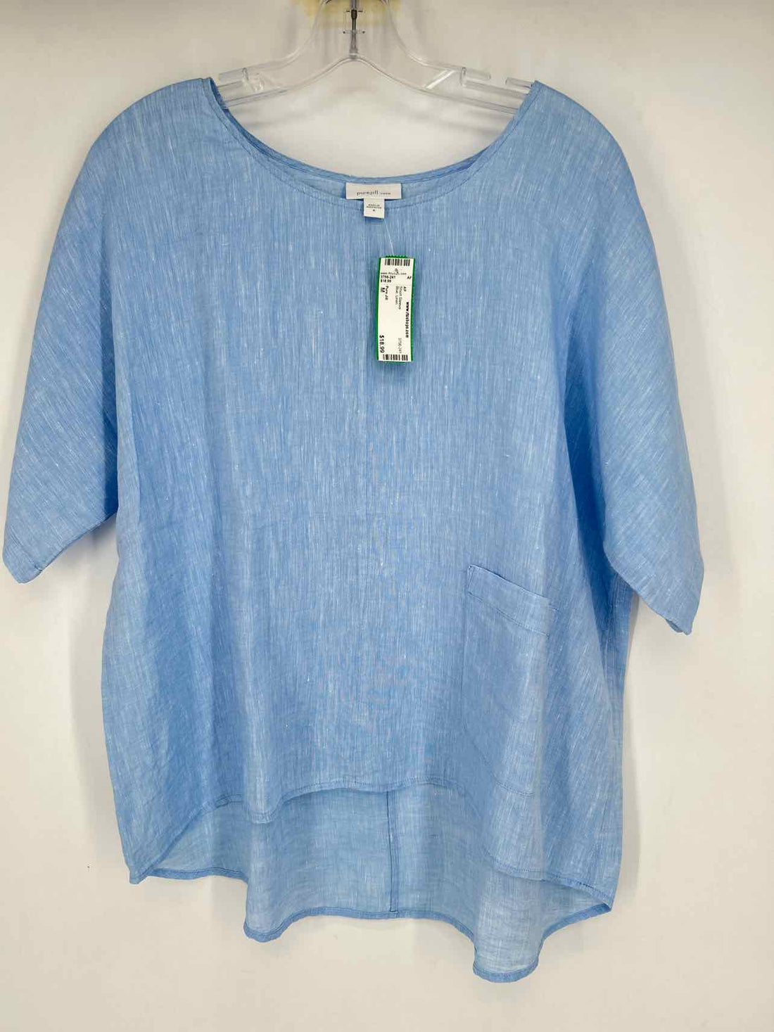 Pure Jill Size M Blue Linen Short Sleeve