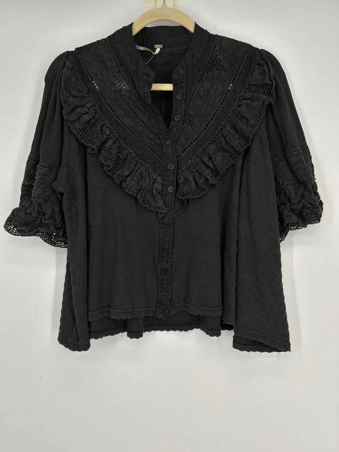 Free People Size S Black Short Sleeve