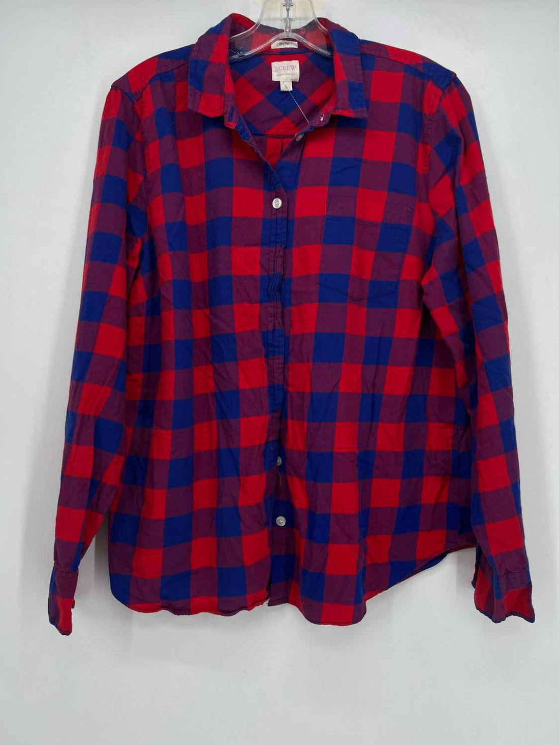 J Crew Size L Red & Blue Plaid Long Sleeve