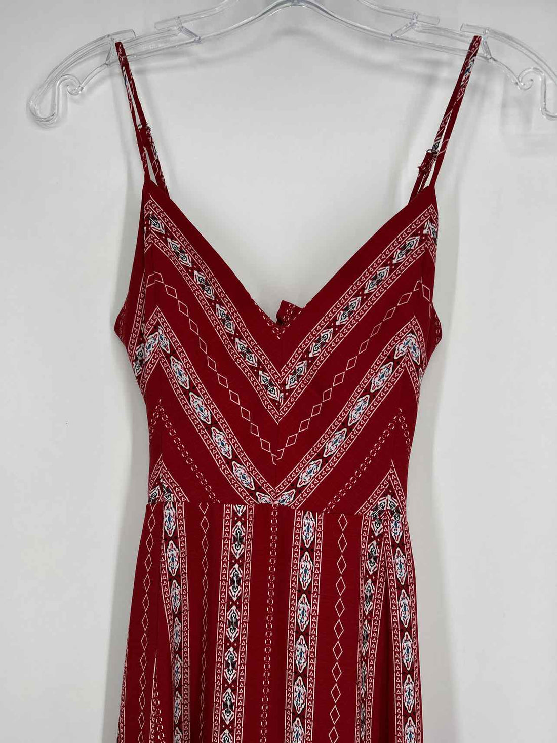 Lumiere Size M Dark Red & White Print Dress