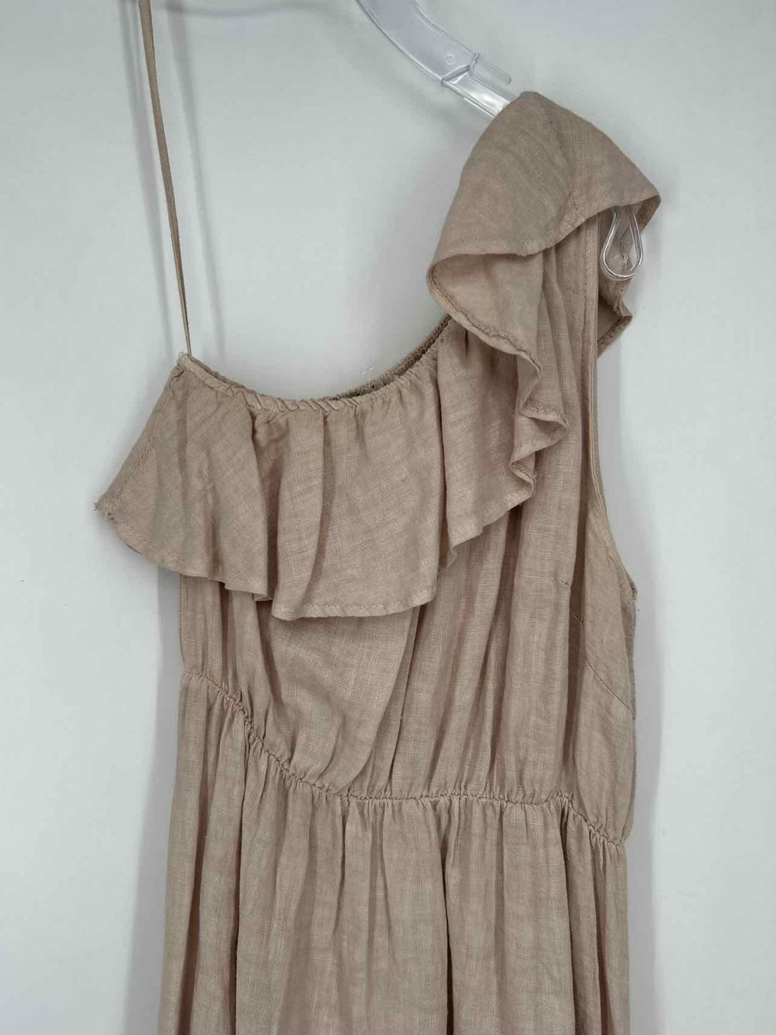 Valentina Naldi Size M Khaki Linen One Shoulder Dress