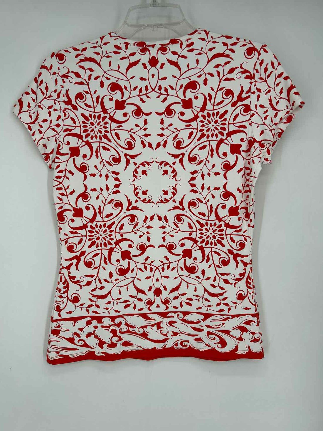 J McLaughlin Size S White & Orange Print Short Sleeve