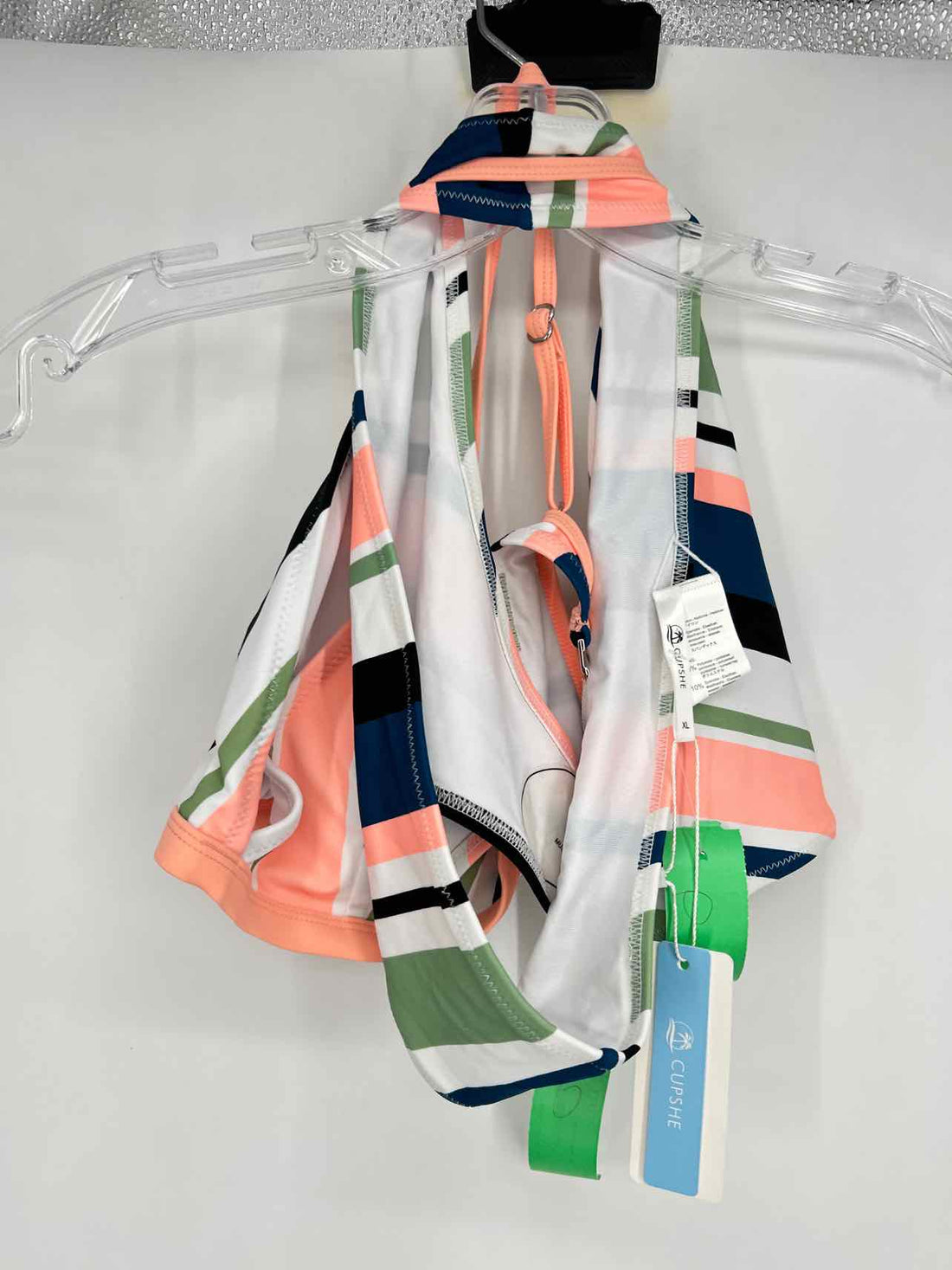Cup She Size L/XL Multi Color Stripe NWT Swimsuit 2 Piece