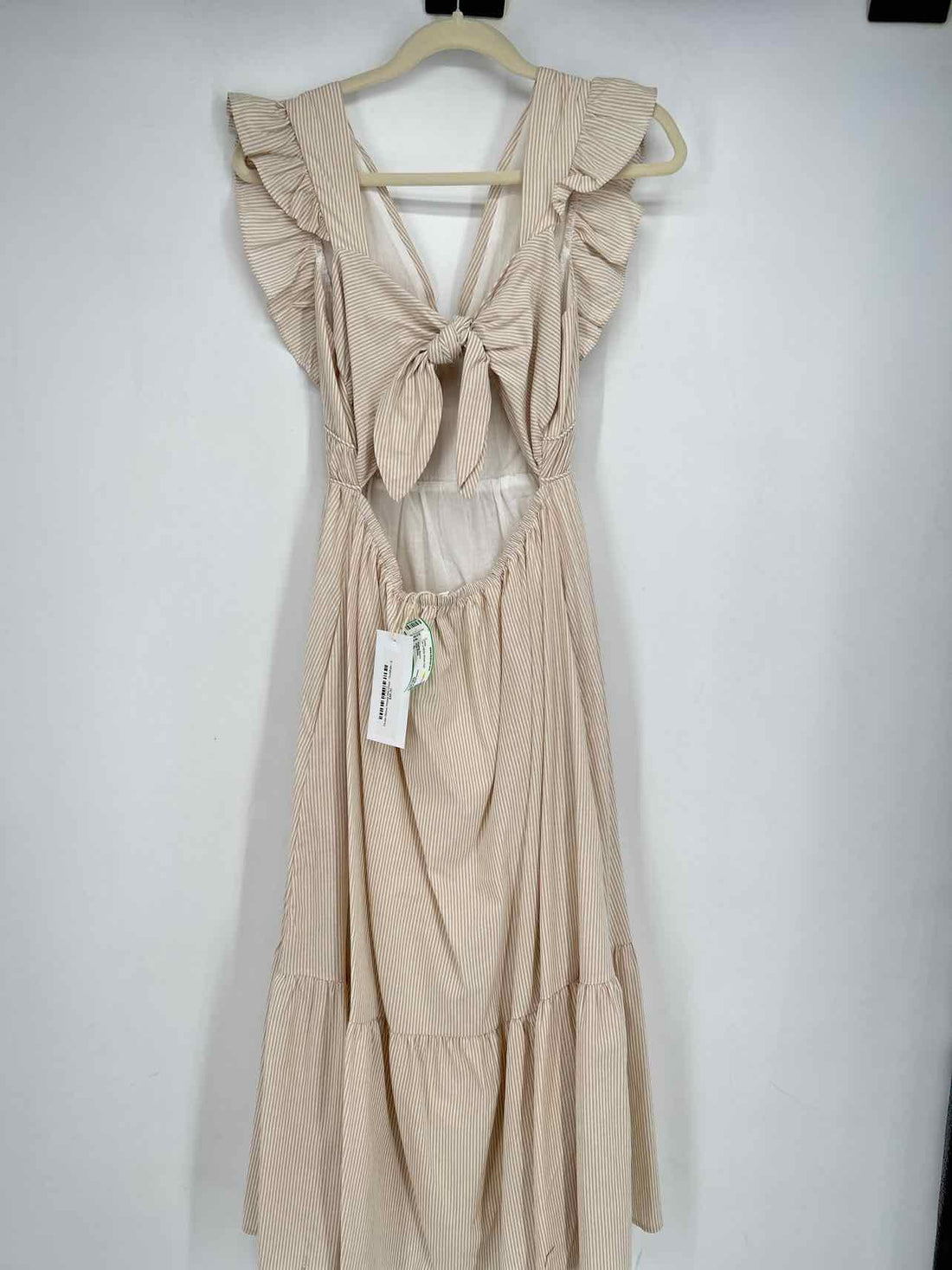 Allie Rose Size S Tan & White Striped NWT Dress a
