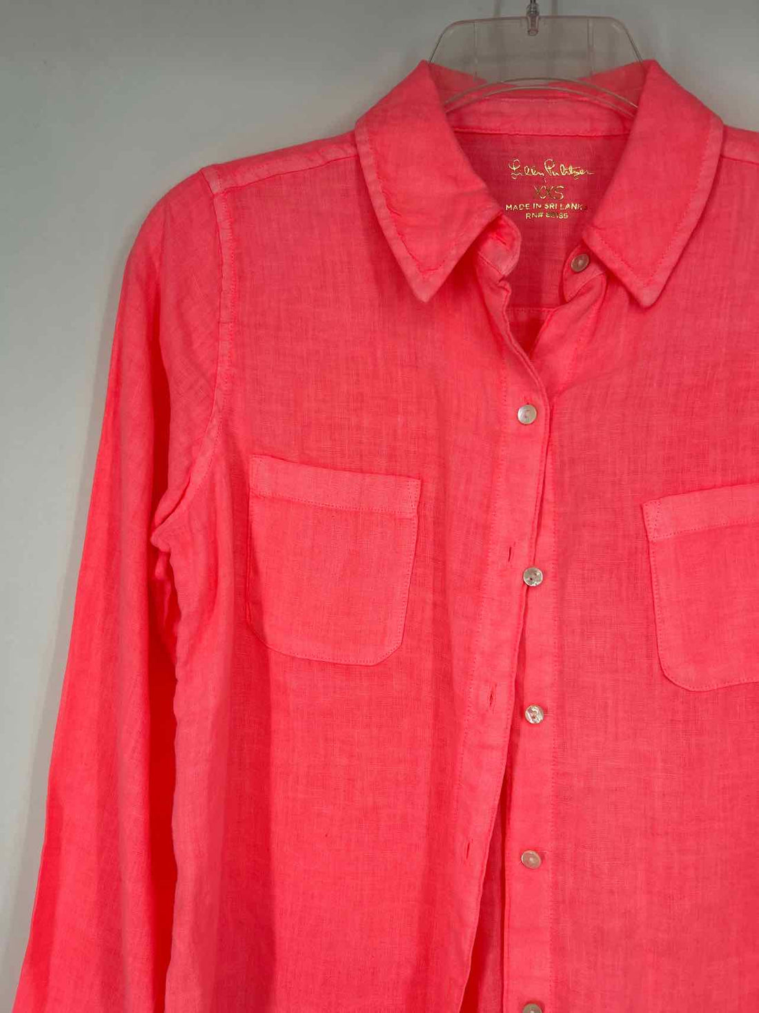Lilly & Van XXS Neon Pink Linen Lilly Pulitzer Top