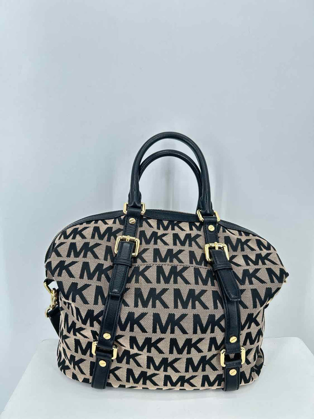 Michael Kors Black & Tan Canvas/Leather Satchel