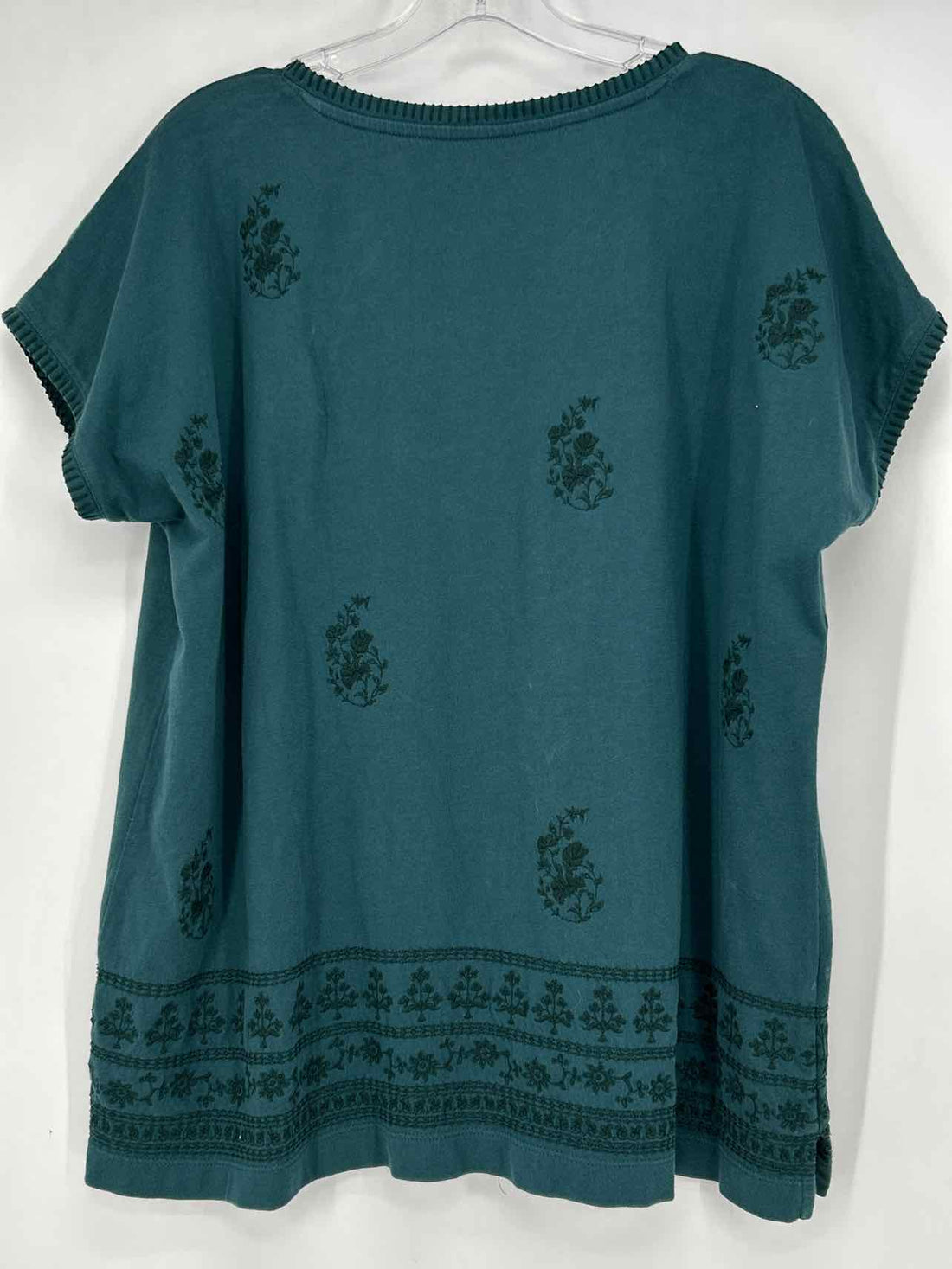Pure Jill Size S Green Embroidered Short Sleeve