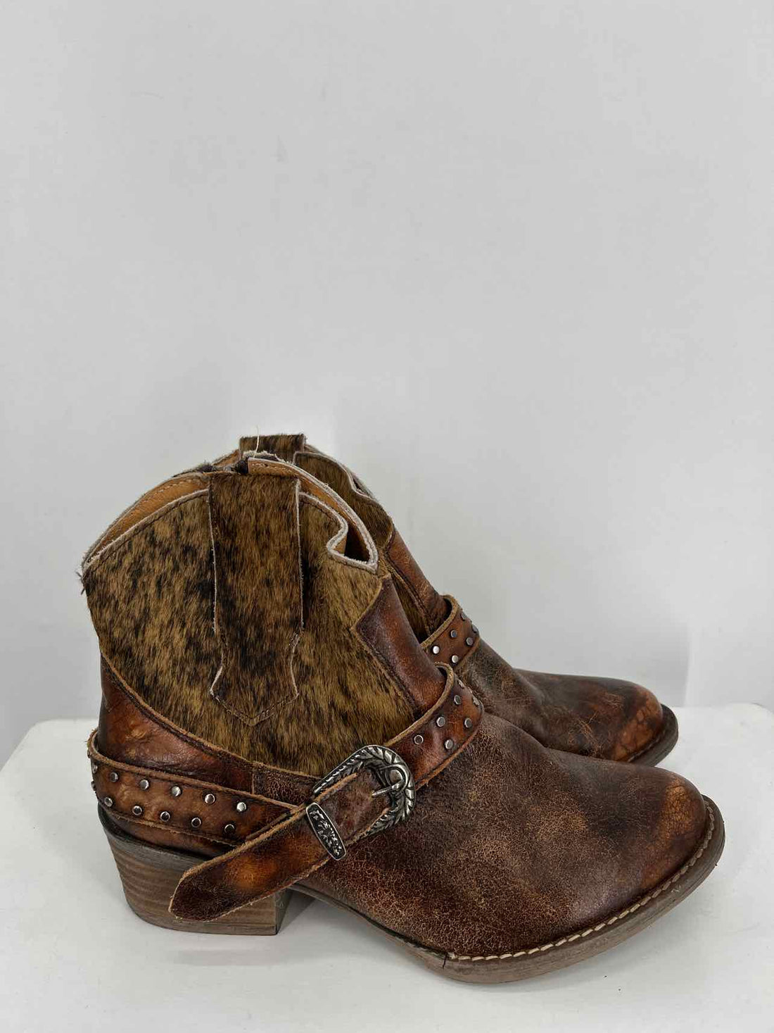Sterling River Boots Women Size 7.5 Brown Leather/Calf Hair Ankle Boot