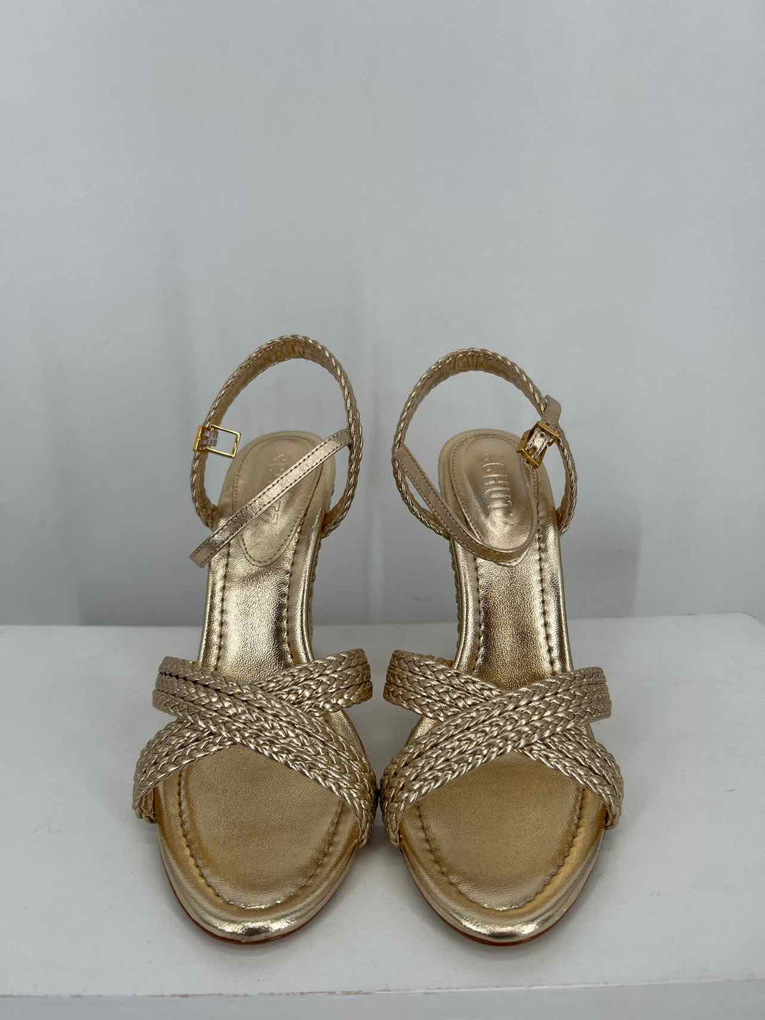 Shutz Women Size 38 (7.5-8) Gold New In Box Wedges