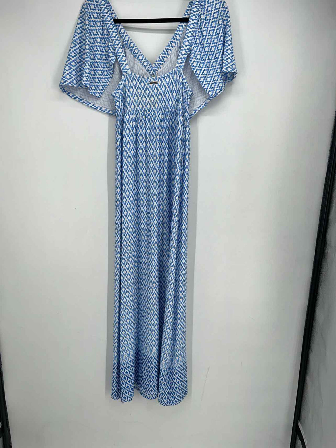 Cabana Life Size S White & Blue Print SS Dress