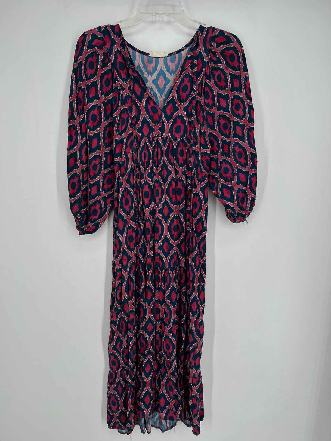 Made With Love Size S Navy & Red Print Dress