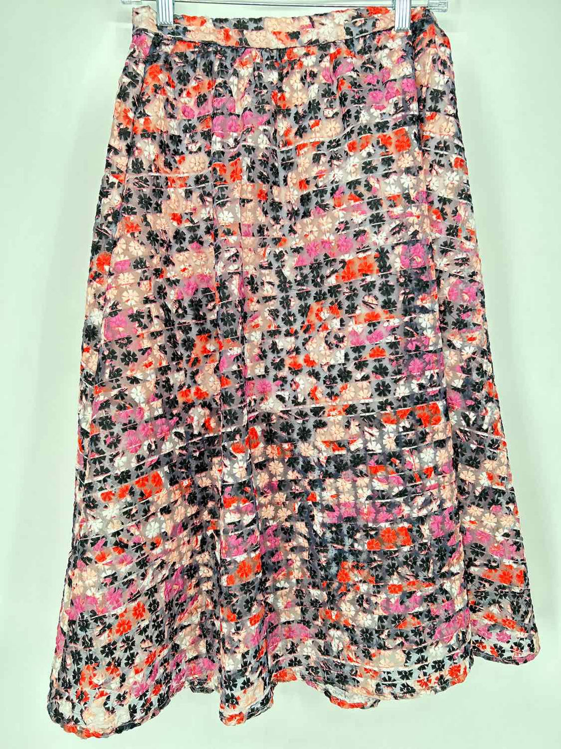 Sam Edelman Size 8 Black & Pink Floral Embroidered Skirts
