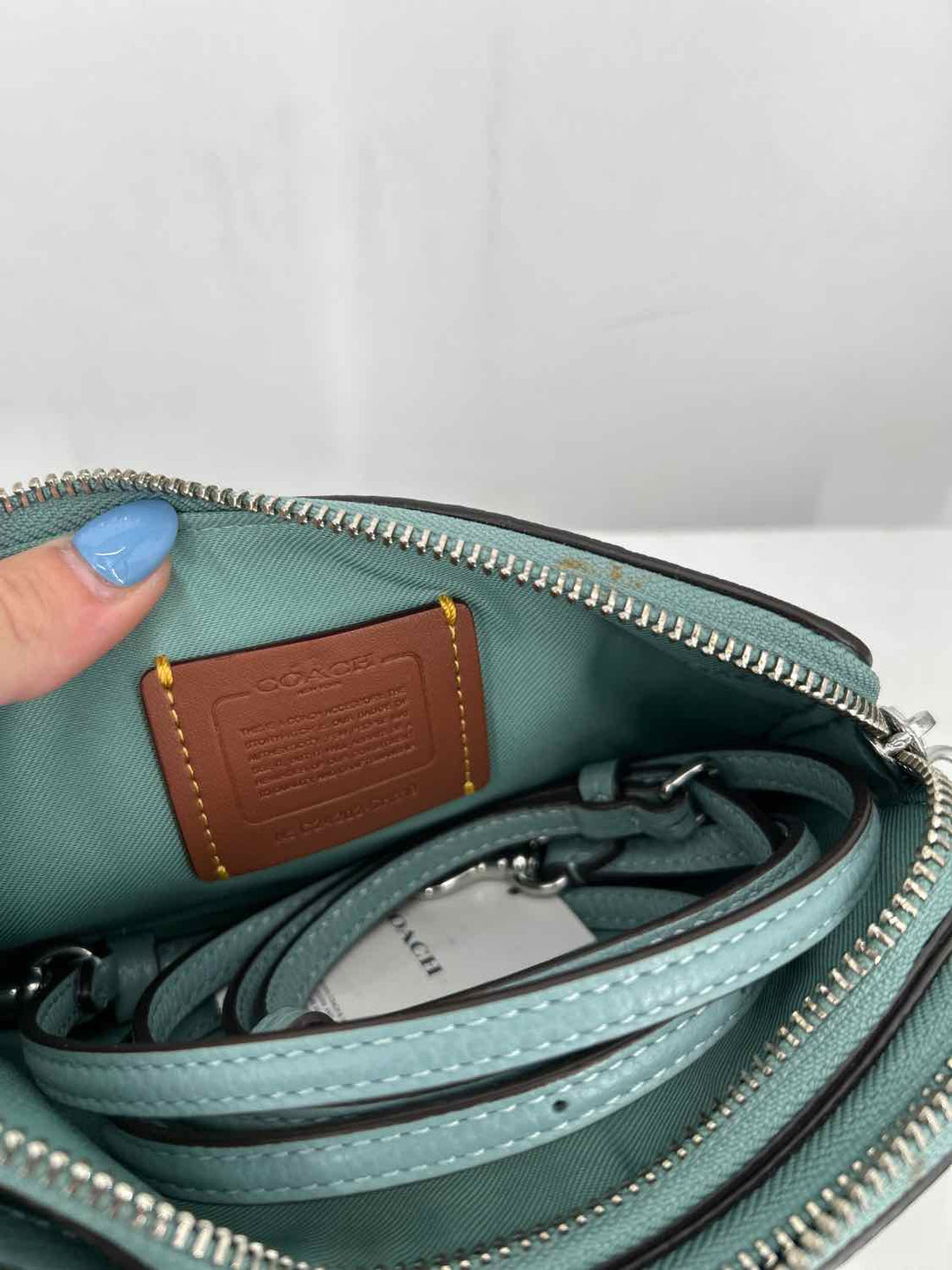 Coach Kira *as is ext marks* Light Blue Pebbled Leather Pre Owned Shoulder
