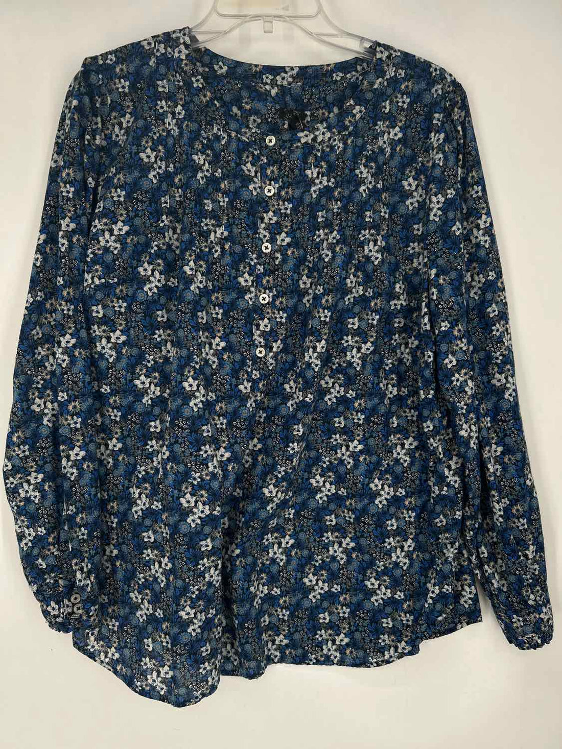 Talbots Size XL Blue Floral Long Sleeve