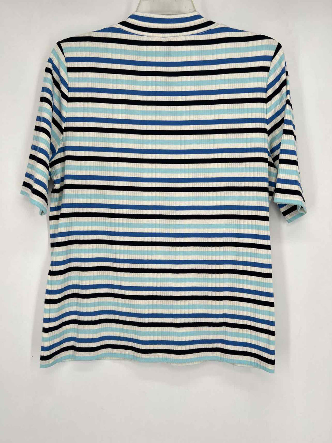 Talbots Size L Blue & navy Stripe Short Sleeve