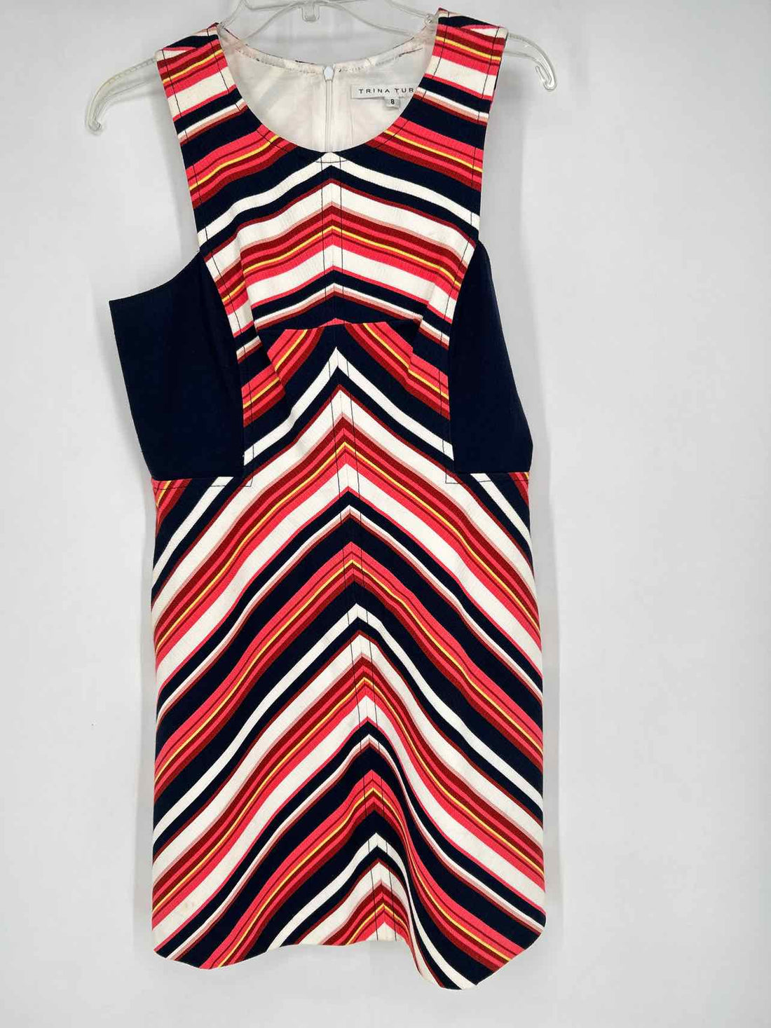 Trina Turk Size 8 Navy Print Sleeveless Dress