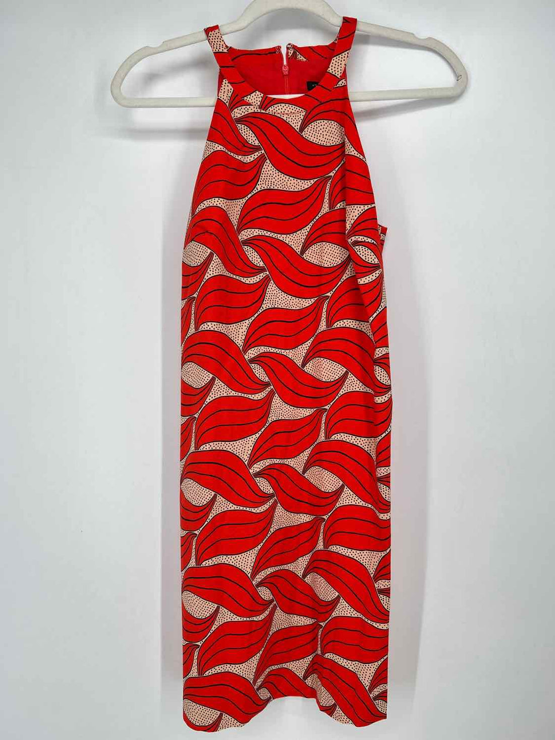 Ann Taylor Size 2 Orange & Beige Print Sleeveless Dress
