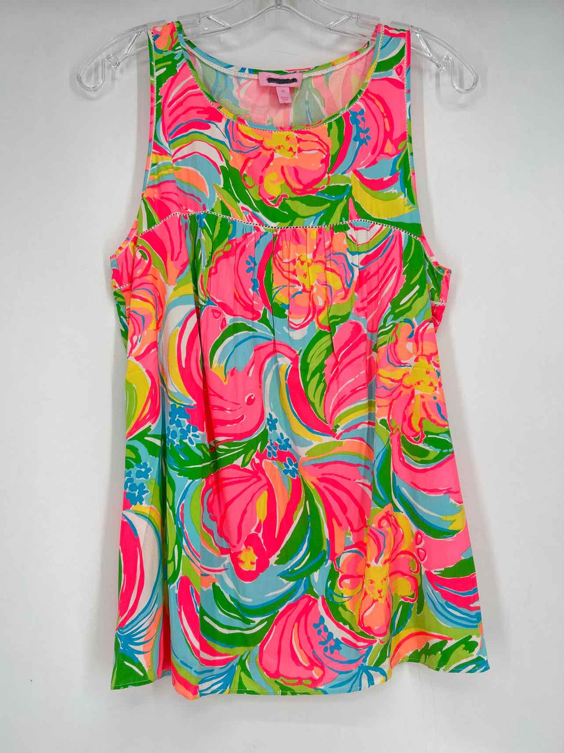 Lilly Pulitzer M Neon Pink Floral Rayon Sleeveless Lilly Pulitzer Top