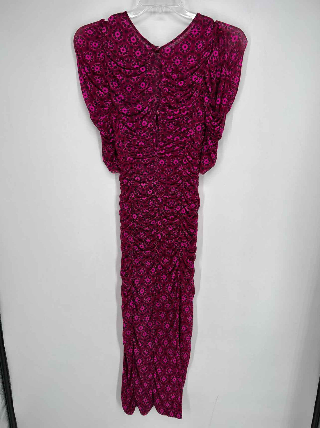 Free People Size M Maroon & Hot Pink Floral Mesh Dress