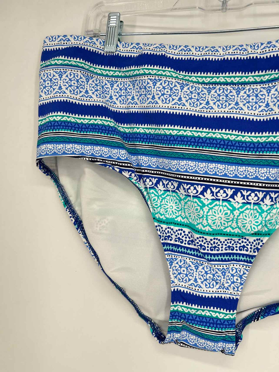 Land's End Size 18 Blue & White Print Swimsuits