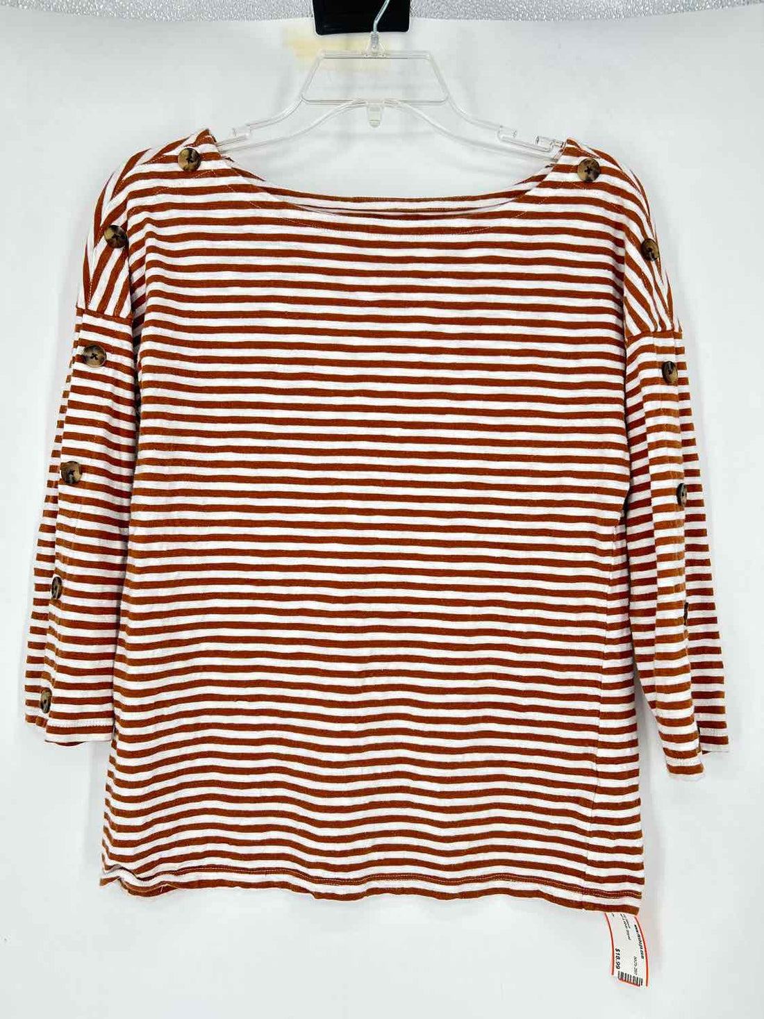 Talbots Size S Brown & White Striped Long Sleeve