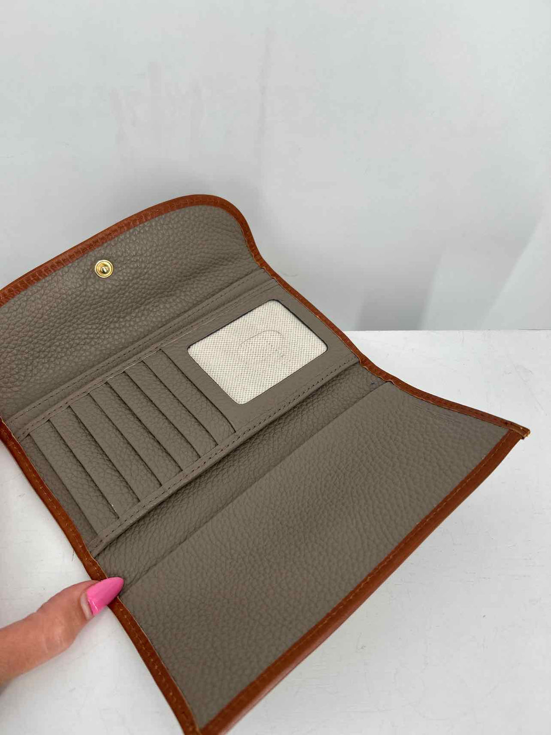 Dooney & Bourke Grey Pebbled Leather Trifold Wallet