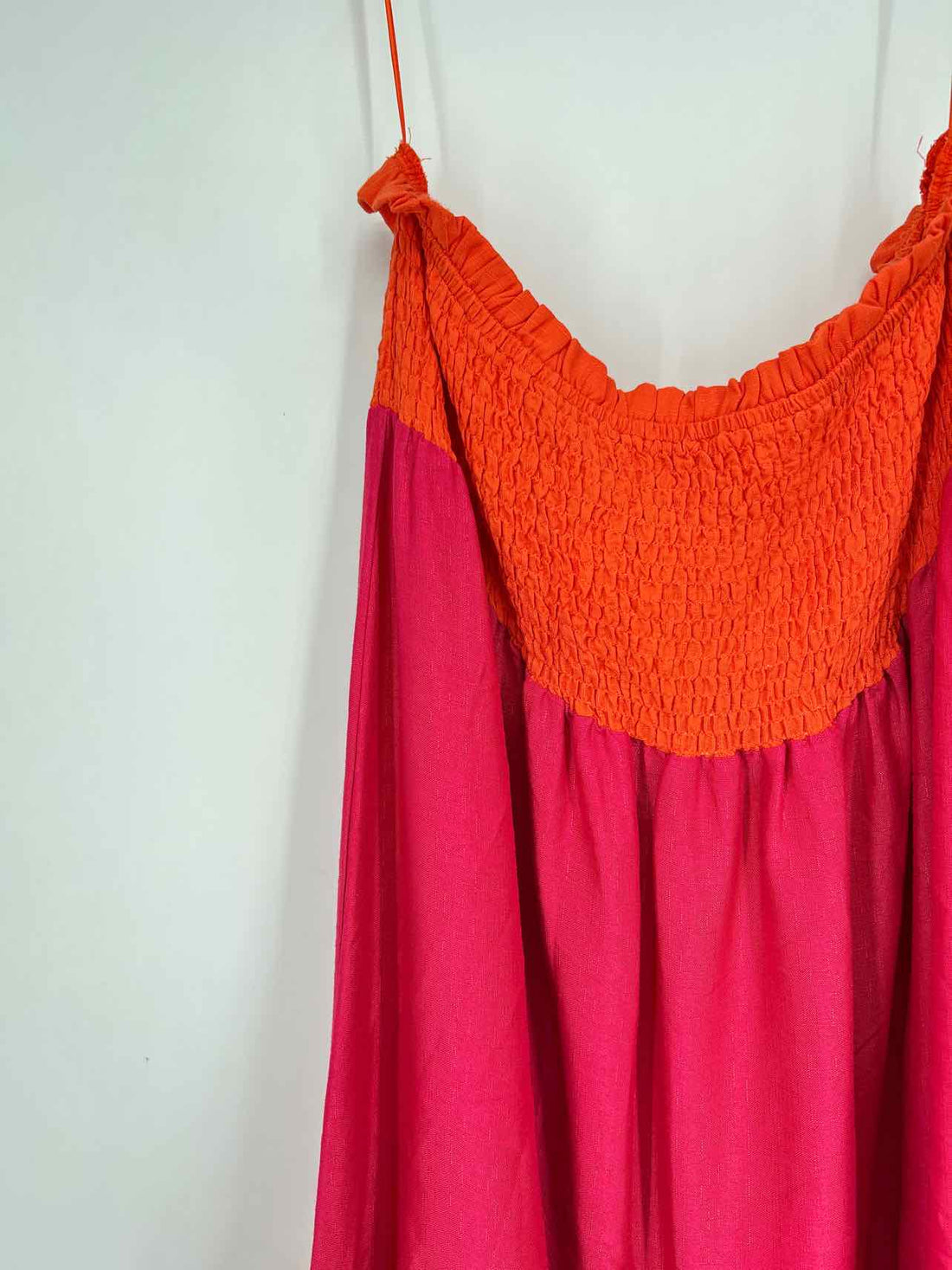 J. NNA Size L Orange & Dark Pink Strapless Dress