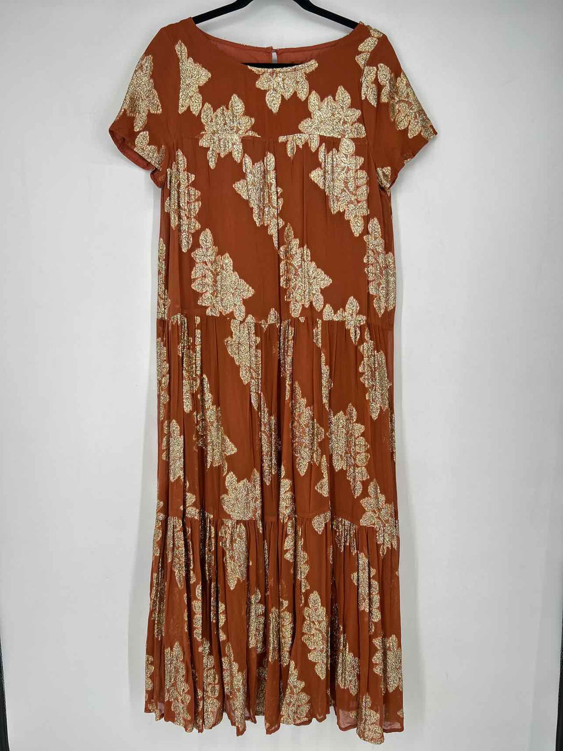 By Anthropologie Size S Rust & Gold As Is Dress