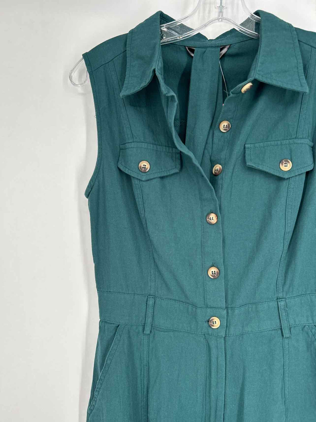 Allegra K Size S Dark Teal Sleeveless Jumpsuit