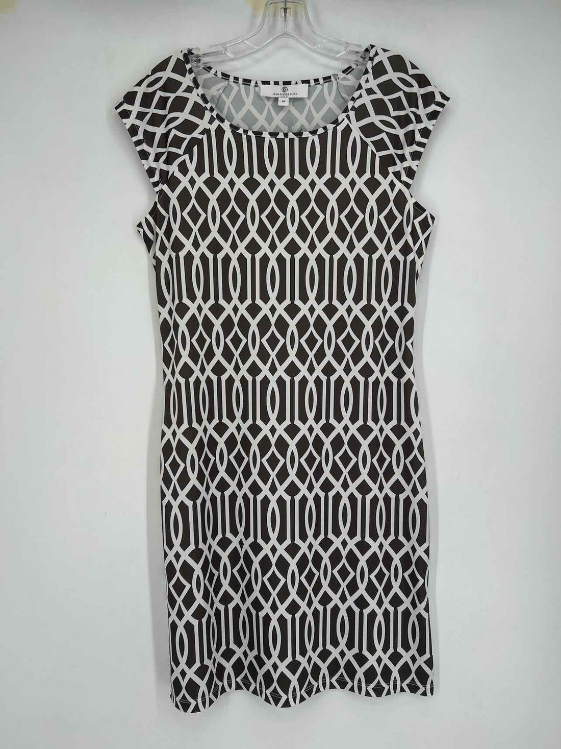 Jean-Pierre Klifa Size M Taupe & White Short Sleeve Dress