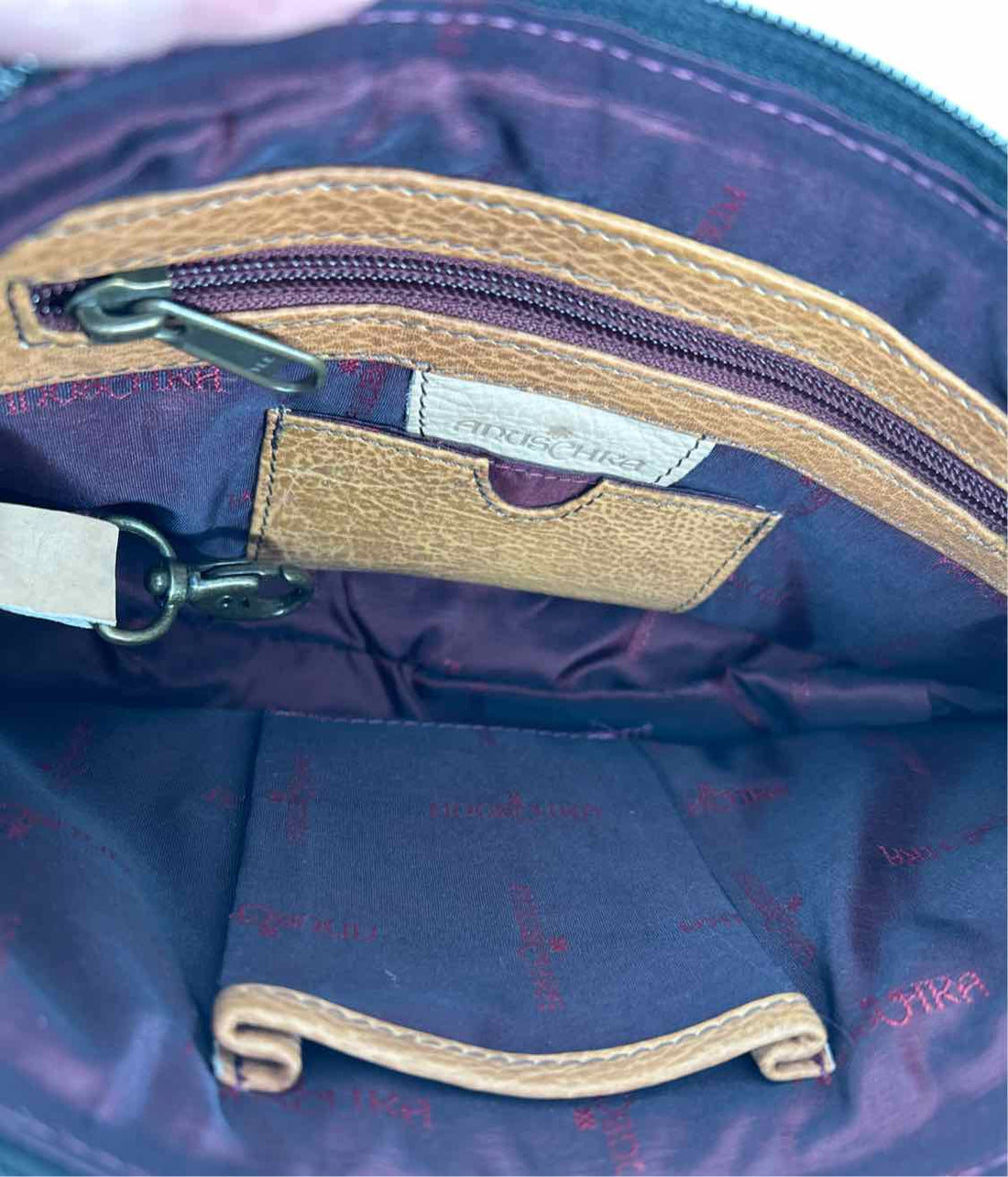 Anuschka Brown painted Pebbled Leather Shoulder