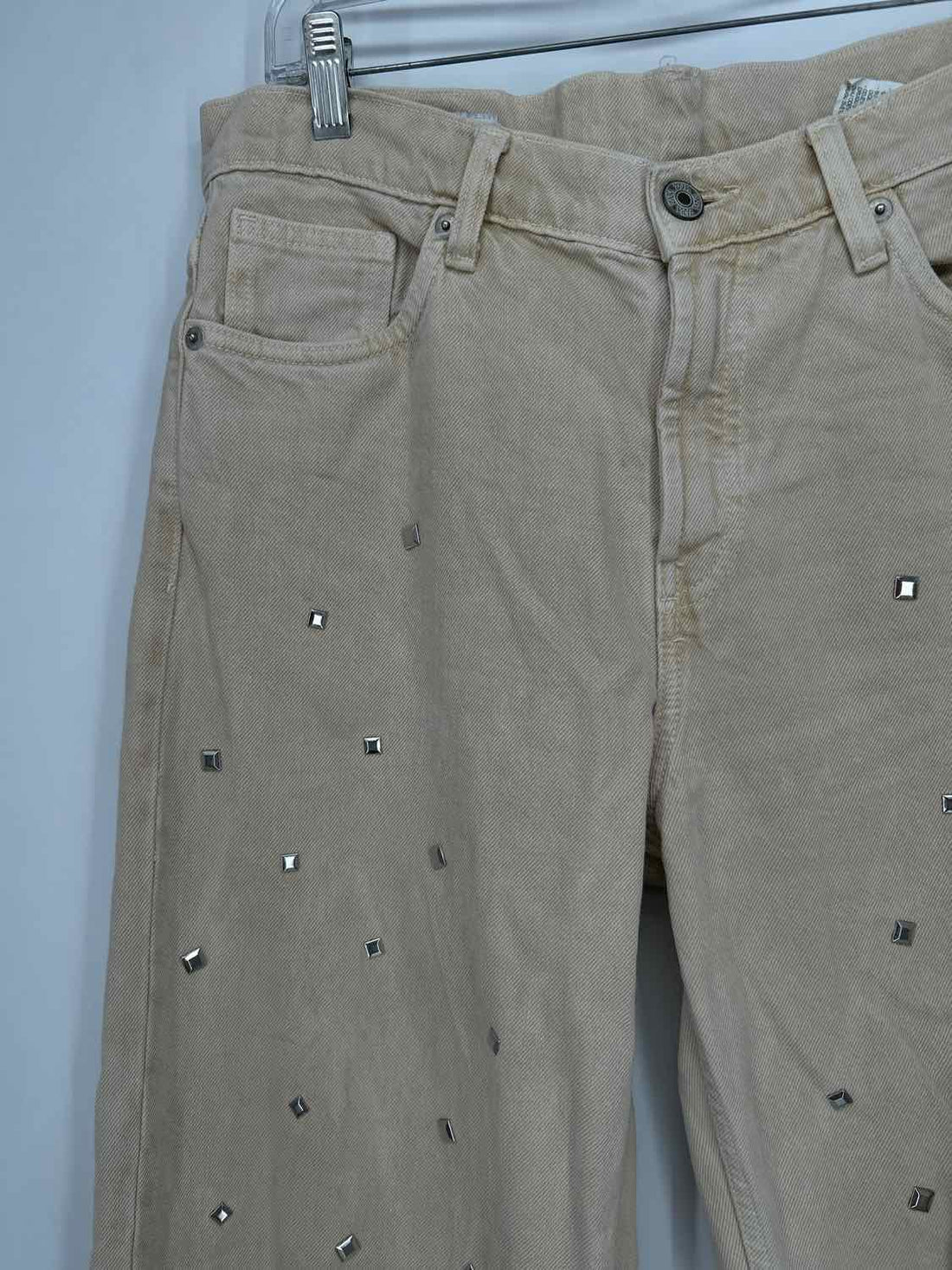 Zara Size 8 Cream Silver Stud Jeans