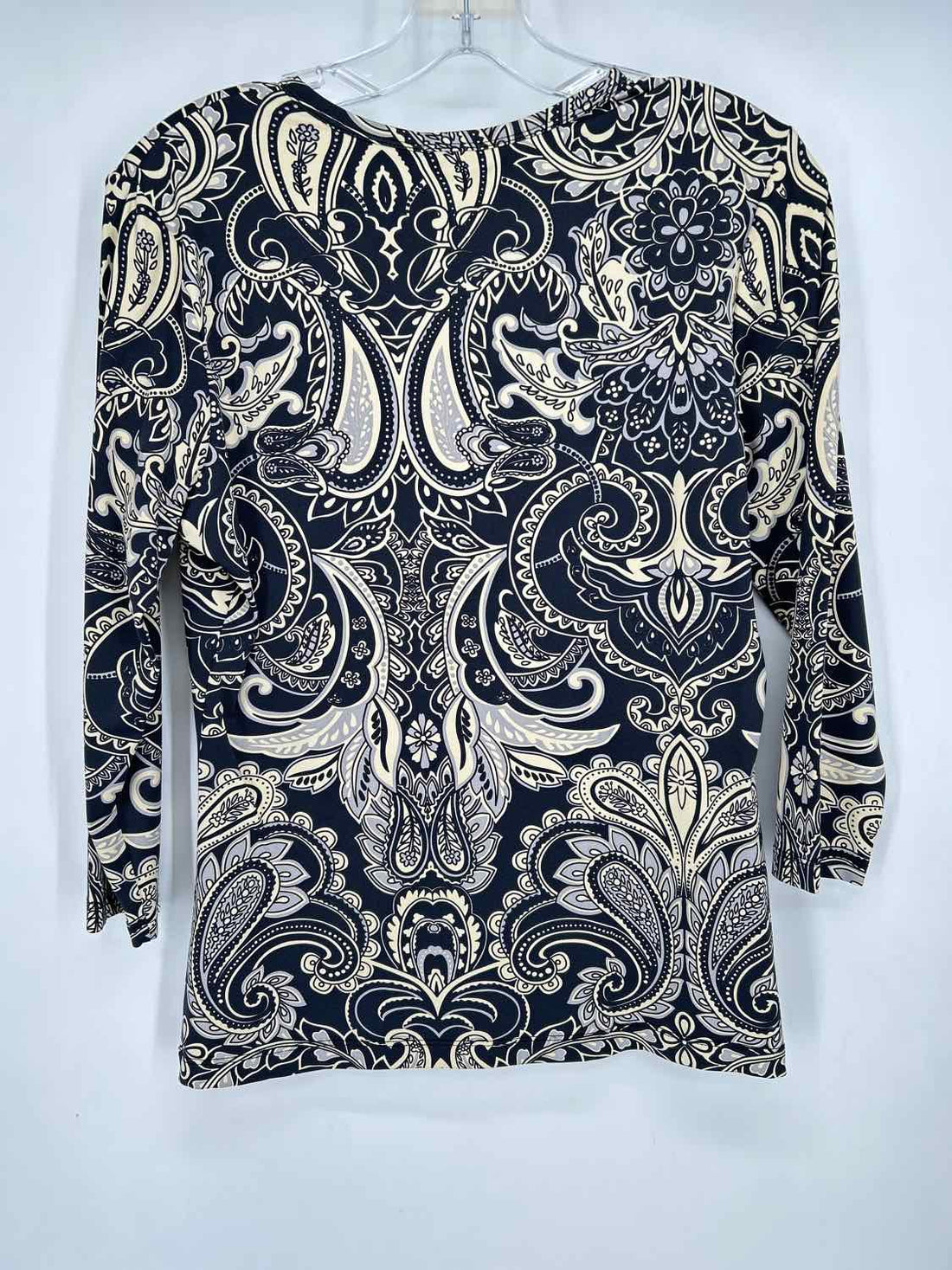 J McLaughlin Size M Black & Cream Print Long Sleeve