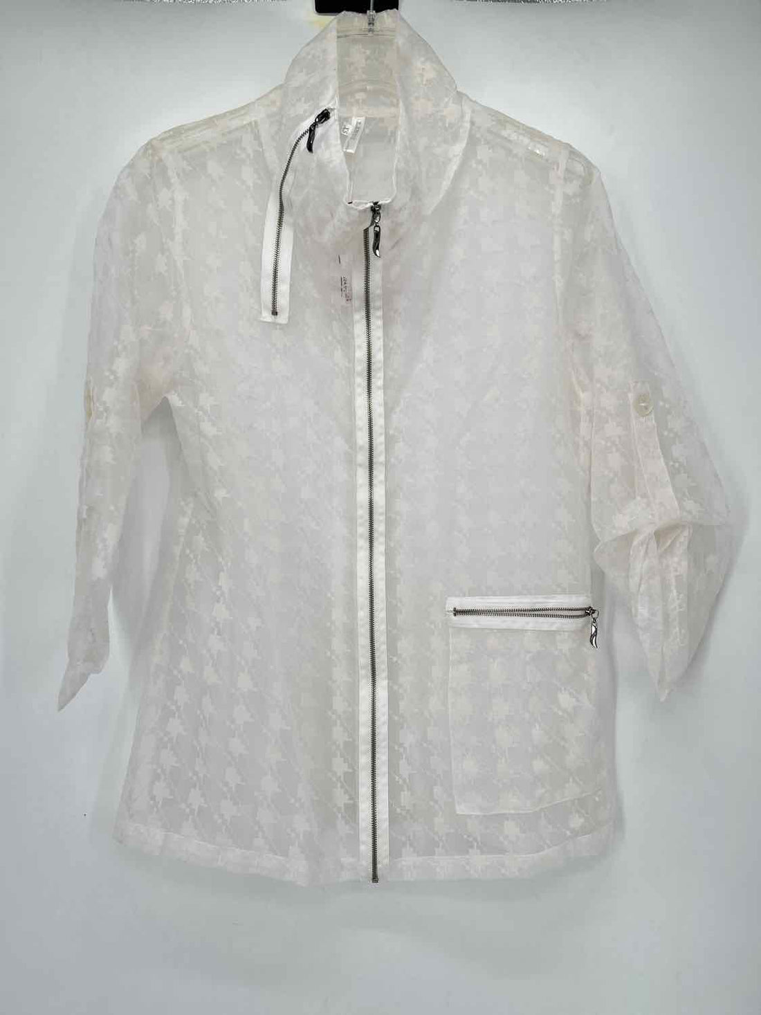 Lindi Size XS White Print Sheer Jacket