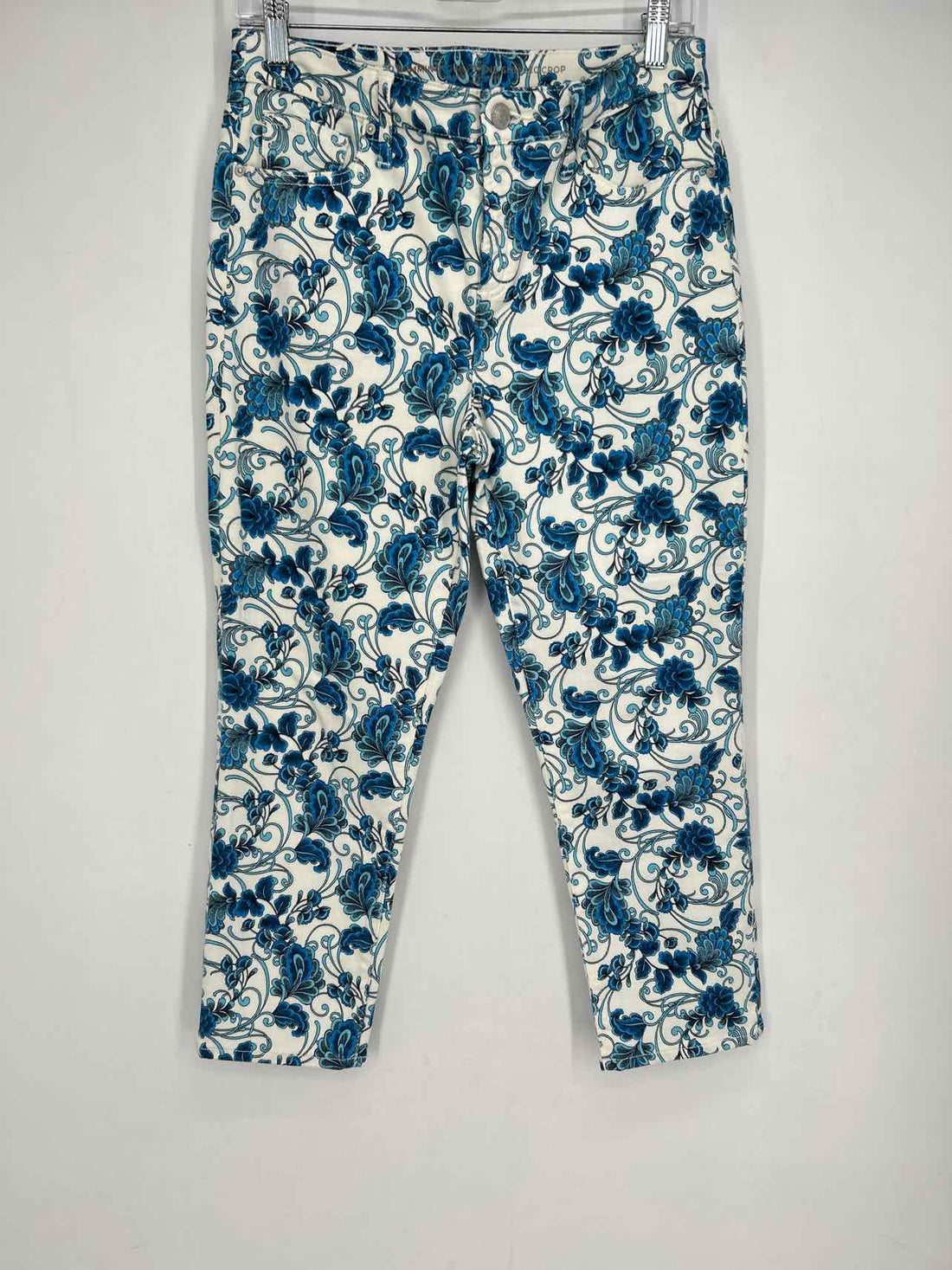 So Slimming by Chico's Size 0 (4) White & Blue Floral Jeans