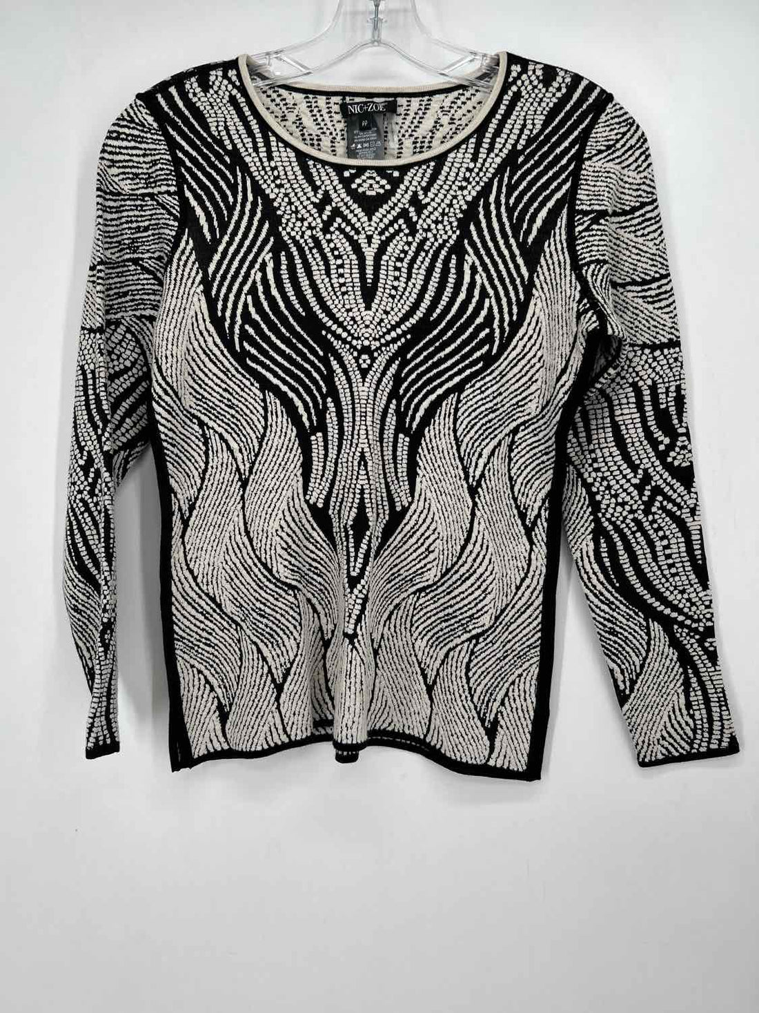 Nic+Zoe Size PP Beige & Black Print Sweater