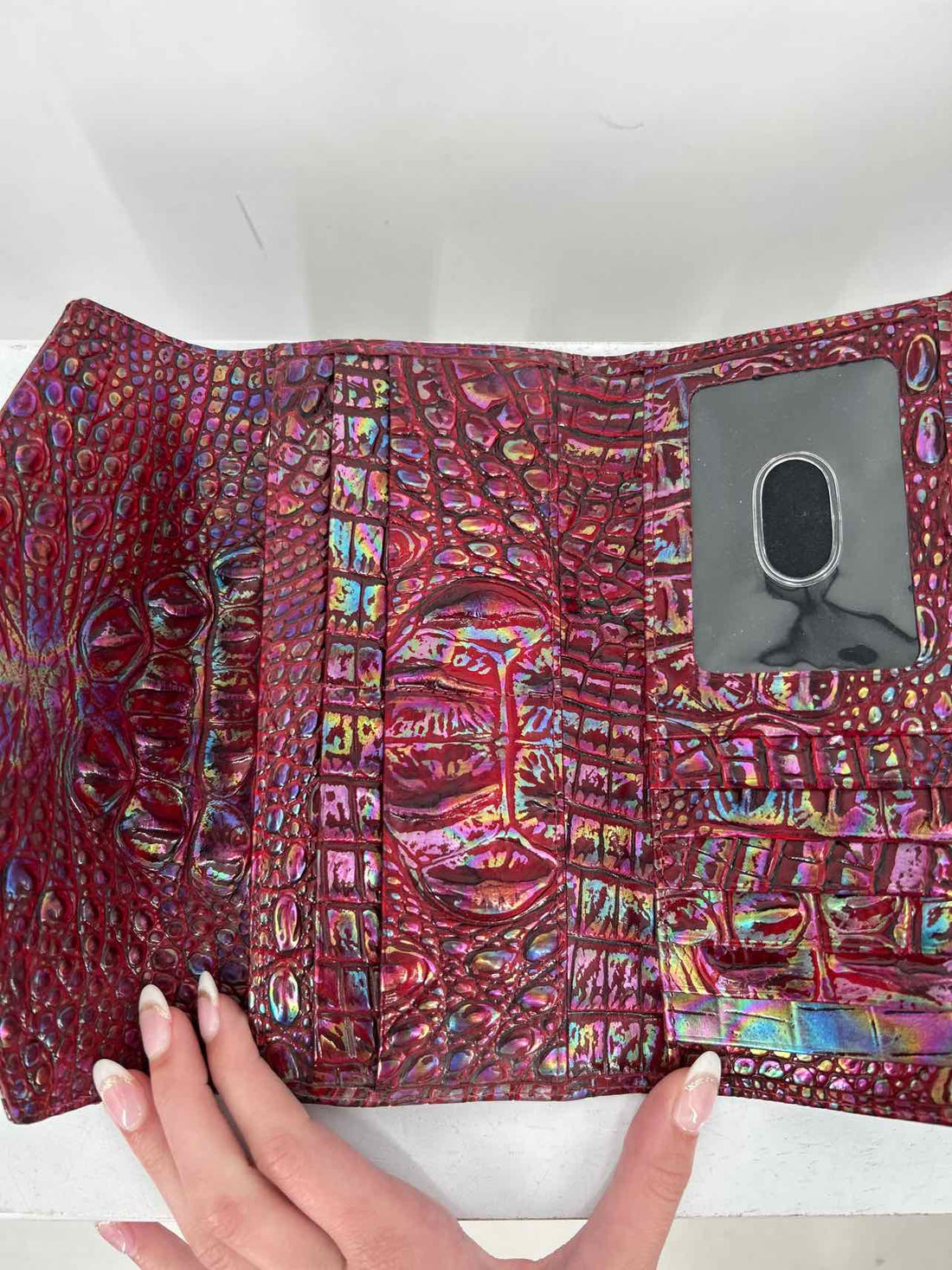 Brahmin Red Embossed Croc Wallet