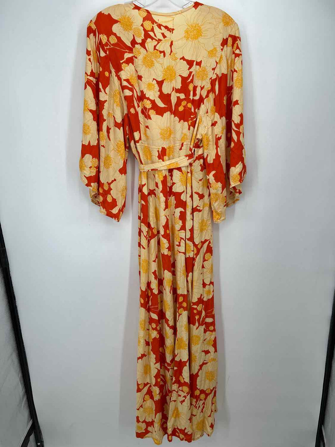 XIX Palms Size S Orange & Beige Print Long Sleeve Dress