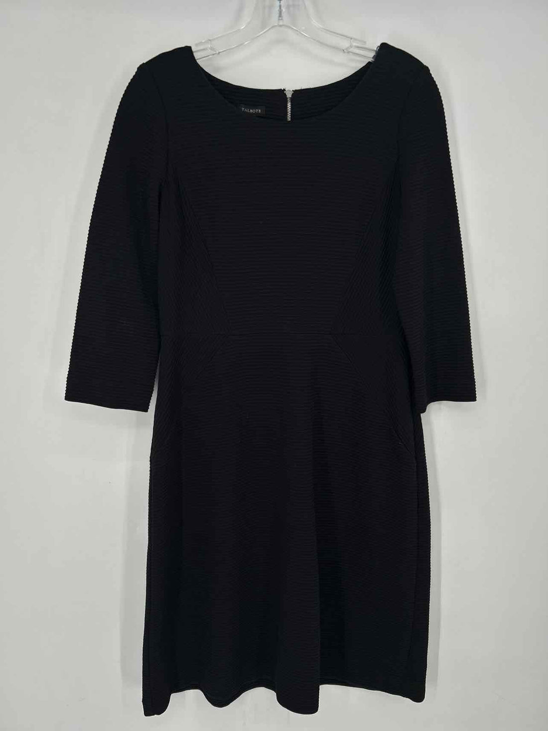 Talbots Size 8 Black Ribbed Long Sleeve Dress